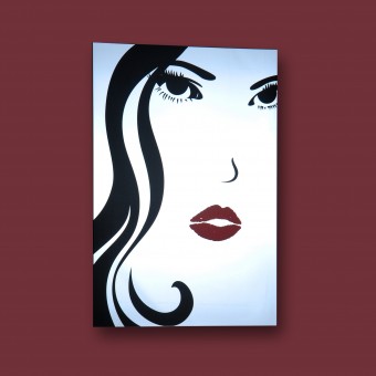 Spiegel Wandspiegel Bild Druck Retro Glasbild Face 70 x 50 cm 