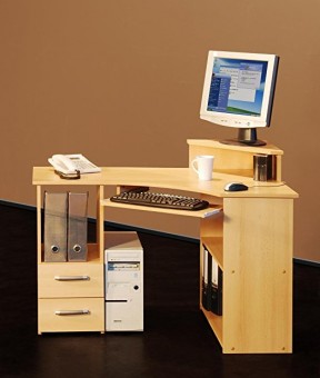 Eckschreibtisch buche PC Tisch Eck-Schreibtisch buche