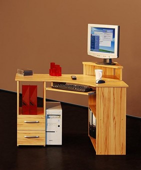 Eckschreibtisch kernbuche PC Tisch Eck-Schreibtisch kernbuche