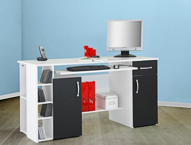 Computertisch / Schreibtisch / PC-Tisch weiß-schwarz weiß - schwarz