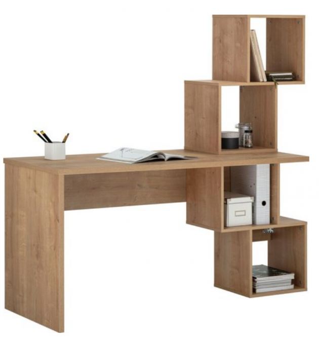 Schreibtisch mit 4 offenen Fächern in Chalet Eiche oder Weiß 